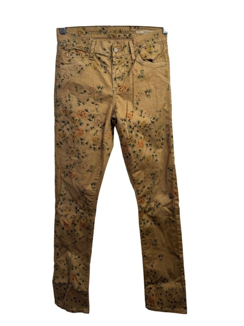Citizen Of Humanity High Waist Retro Slim Roll Up Floral Pants Size 25 Hippie
